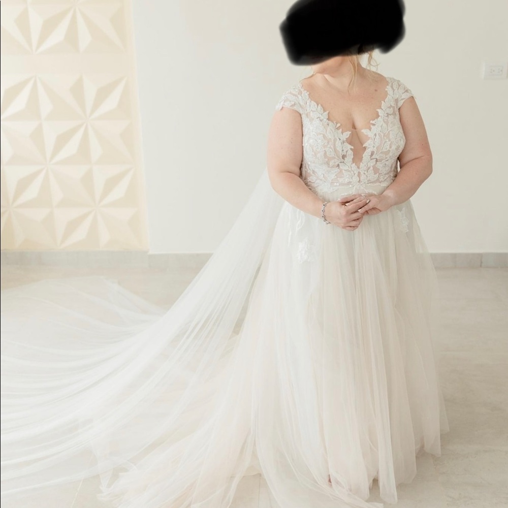 Galina Signature Illusion Cap Sleeve Wedding Dress
